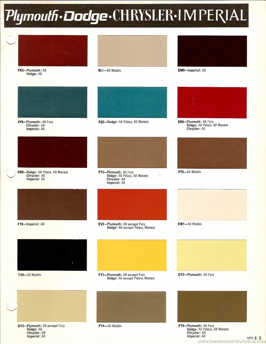 1970 Chrysler color chart #2