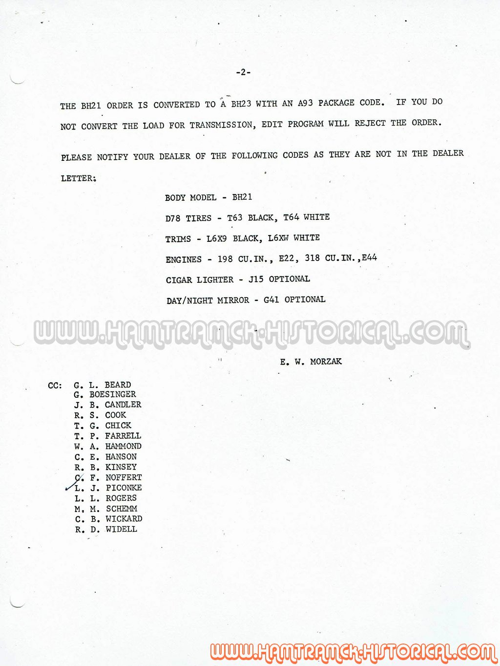 The 1970 Hamtramck Registry - 1970 Plymouth Dealership Letters - Teletypes