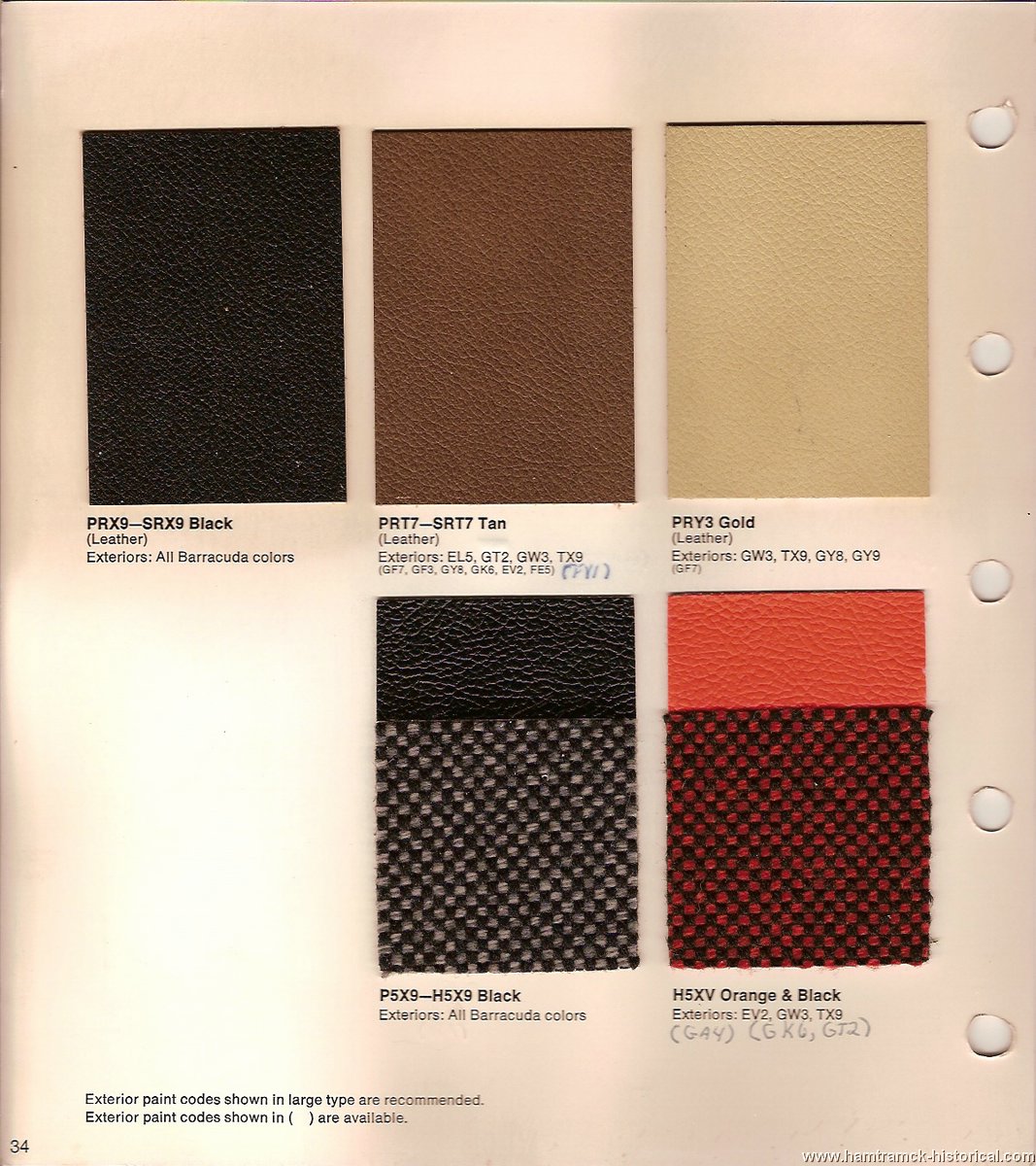 1971 Cuda Color Chart
